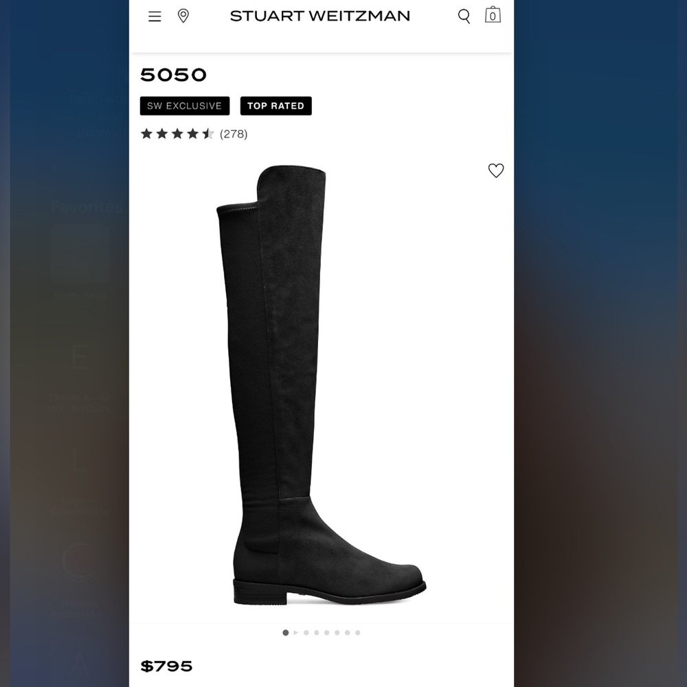 Stuart Weitzman 5050 Boot (black, over the knee, suede, size 7.5). Worn once.